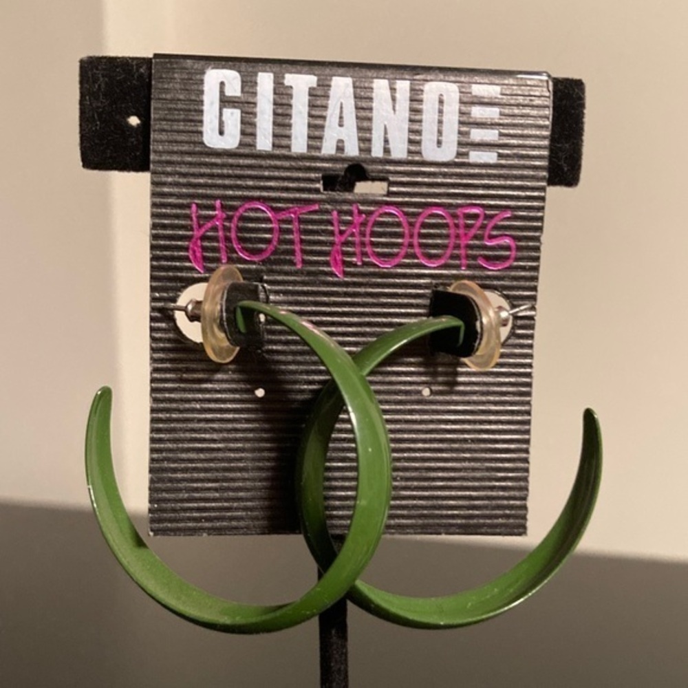 Gitano Olive Green Hoop Earrings